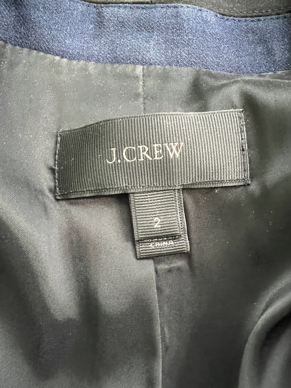 J.Crew Navy Wool Blend Tuxedo Blazer Jacket with Black Satin Shawl Collar Size 2 - Picture 6 of 7